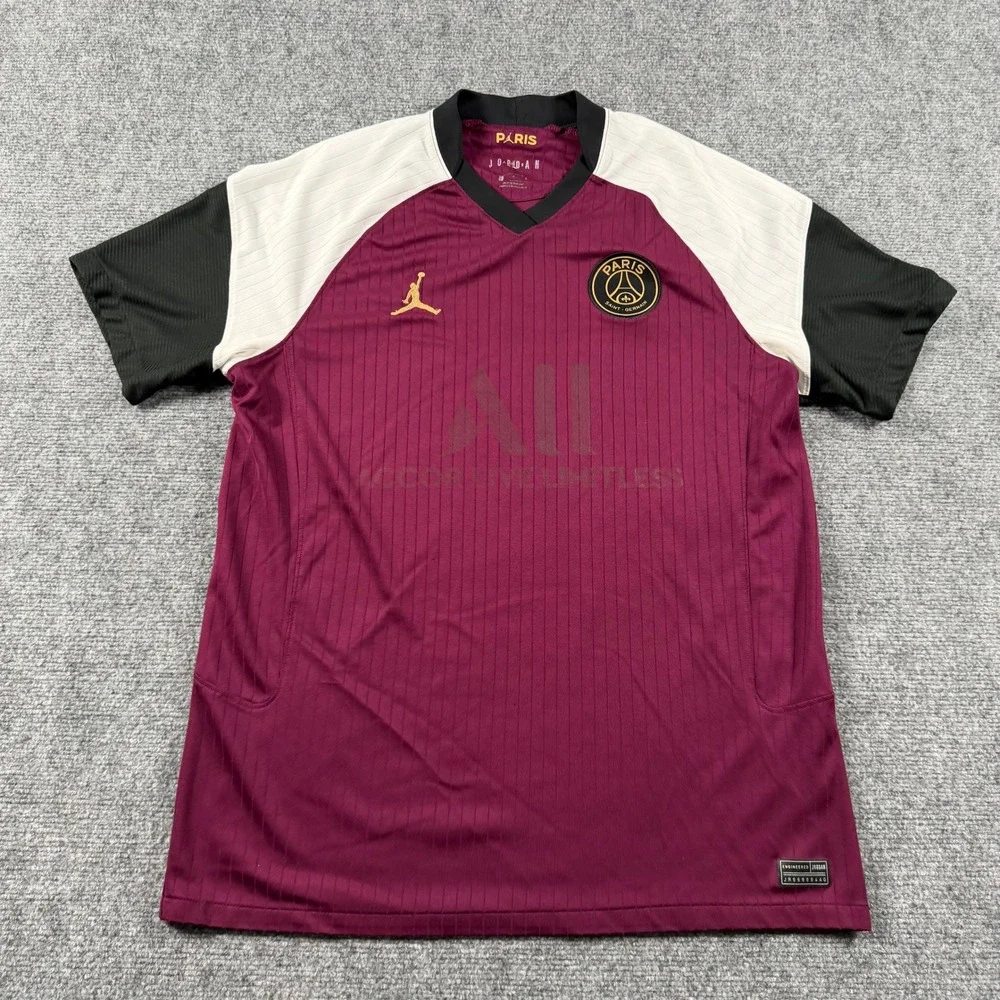 Jordan PSG Soccer Jersey Mens Large Bordeaux 2020/21 Third Kit Paris